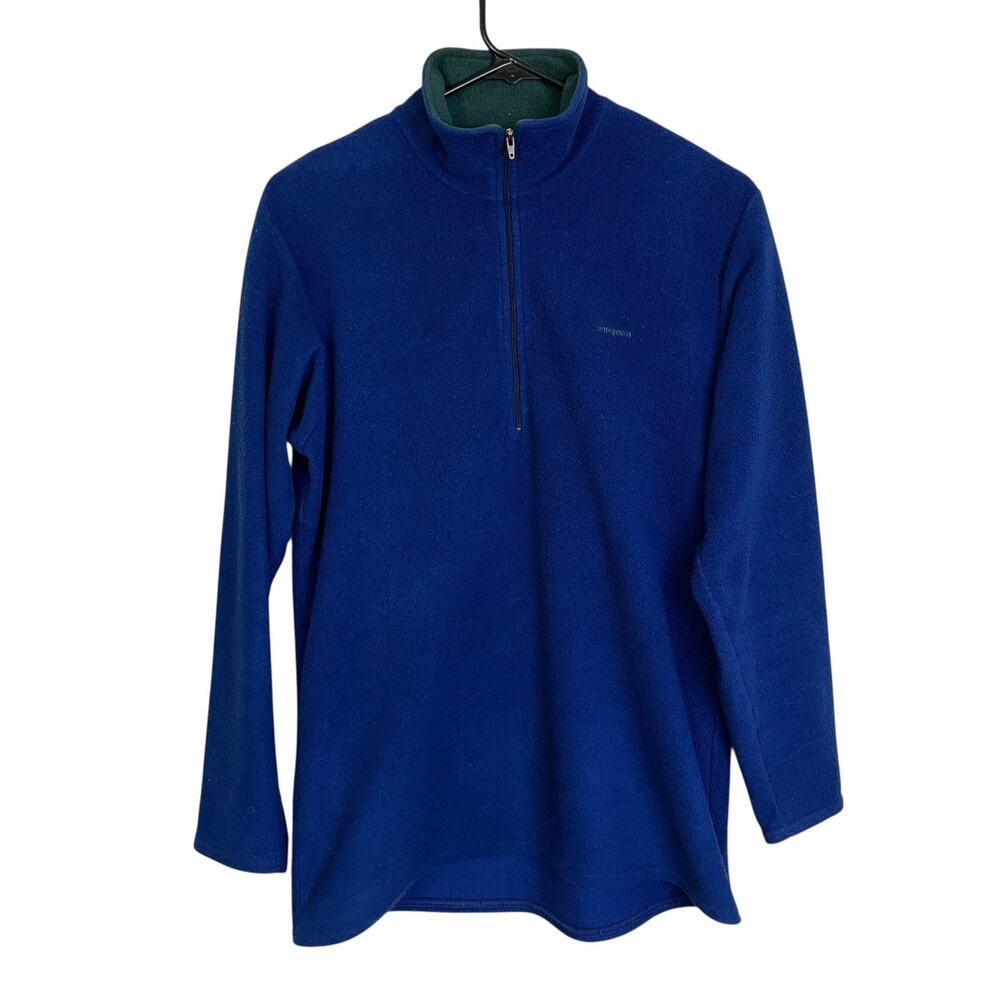 Vtg Patagonia Mens Capilene 1/4 Zip Long Sleeve Pullover M Blue Fleece Outdoors